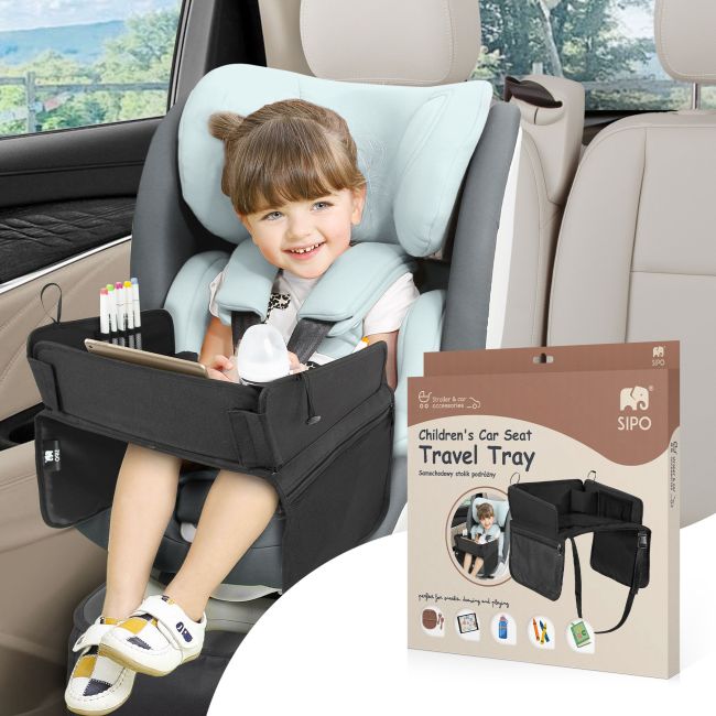 Organizator, Tavita de calatorie pentru scaun auto, Negru, Sipo EKDSCA-10T