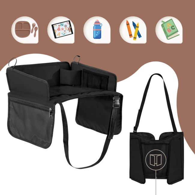 Organizator, Tavita de calatorie pentru scaun auto, Negru, Sipo EKDSCA-10T