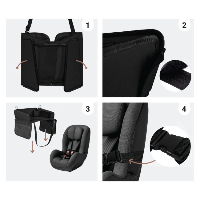 Organizator, Tavita de calatorie pentru scaun auto, Negru, Sipo EKDSCA-10T