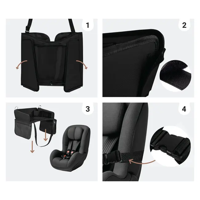 Organizator, Tavita de calatorie pentru scaun auto, Negru, Sipo EKDSCA-10T