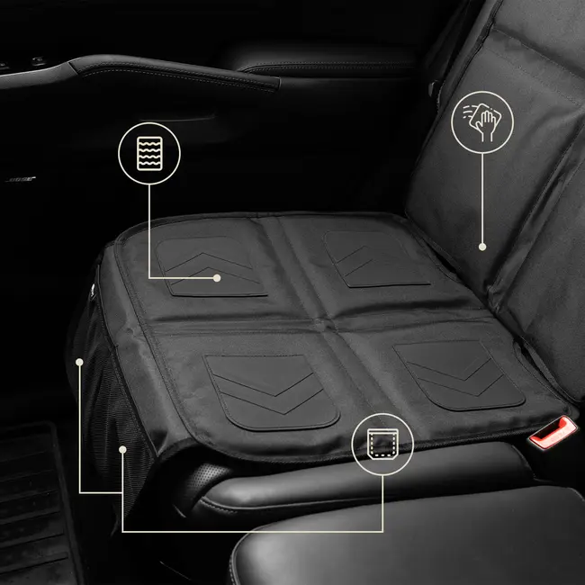 Protectie scaun auto cu strat antialunecare din silicon, Negru, Sipo EKDSCA-09