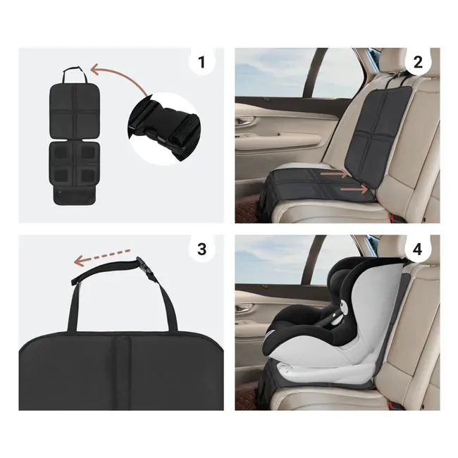 Protectie scaun auto cu strat antialunecare din silicon, Negru, Sipo EKDSCA-09