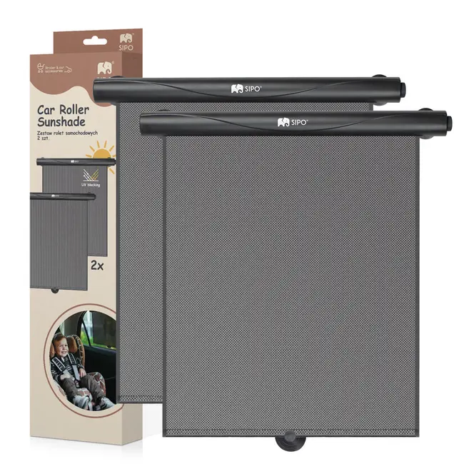 Set 2 parasolare tip rulou pentru geam auto, negru, Sipo EKDSCA-06