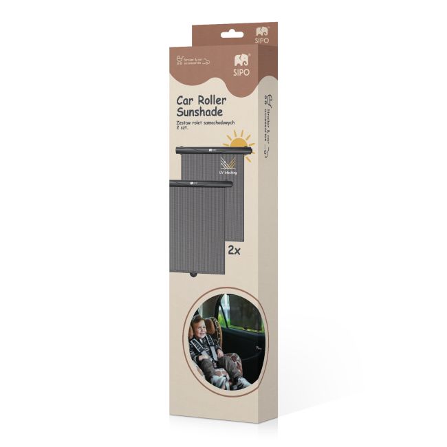 Set 2 parasolare tip rulou pentru geam auto, negru, Sipo EKDSCA-06