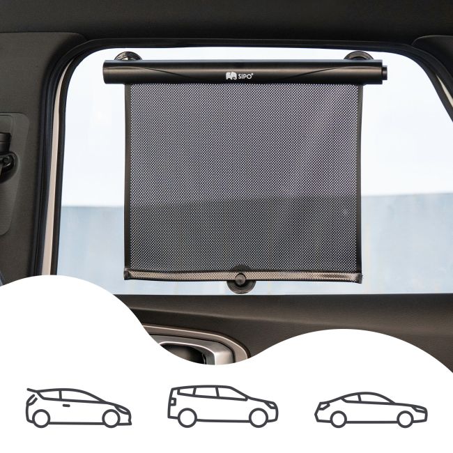 Set 2 parasolare tip rulou pentru geam auto, negru, Sipo EKDSCA-06
