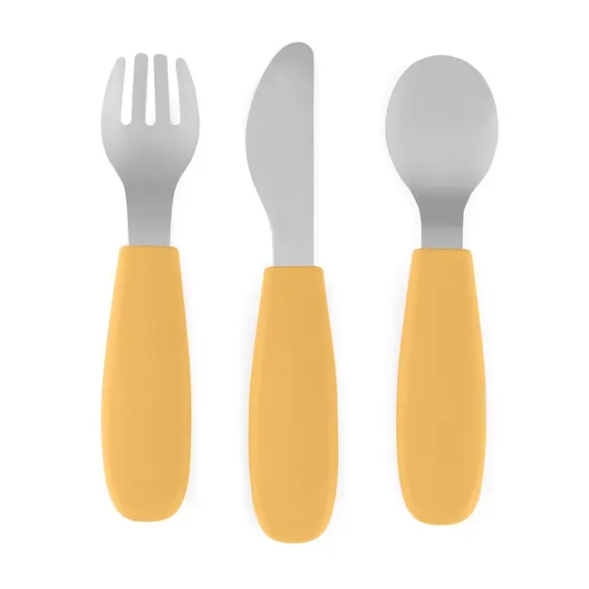 Set complet tacamuri, Petite&Mars, Take&Match, Din silicon si otel inoxidabil, Fara BPA, 12 luni+, Ocru BYN727819