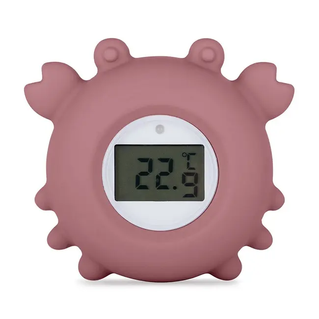 Temometru digital, Petite&Mars, Crabul Caleb, Multifunctional, Ecran usor de citit, Valoare precisa, Silicon Sigur, Avertizare temperatura, 0 luni+, Roz BYN583820