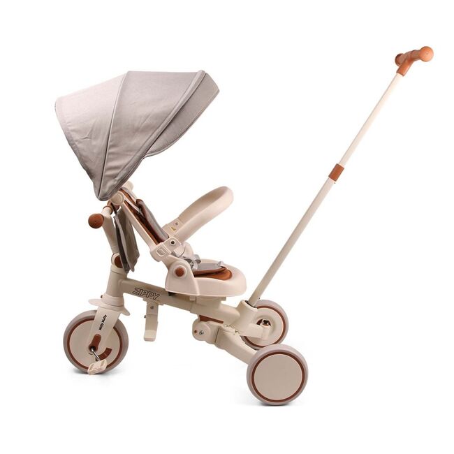 Tricicleta ZIPPY 5in1, sezut rotativ, maner parental, roti din spuma, 12 luni+, Beige EKDmm0429