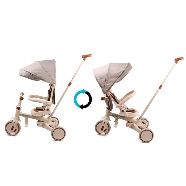 Tricicleta ZIPPY 5in1, sezut rotativ, maner parental, roti din spuma, 12 luni+, Beige EKDmm0429