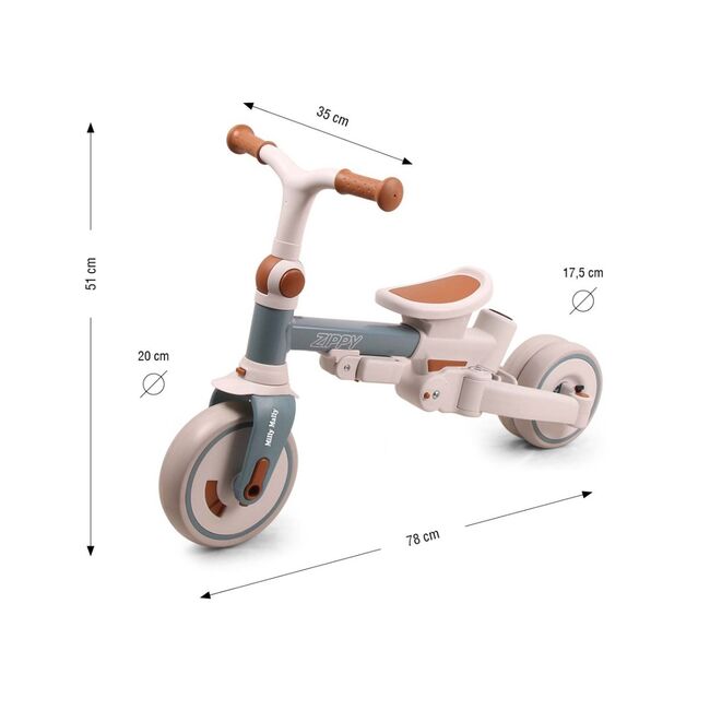 Tricicleta ZIPPY 5in1, sezut rotativ, maner parental, roti din spuma, 12 luni+, Blue EKDmm0436