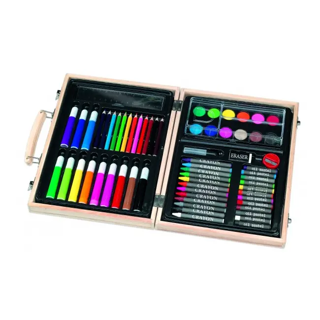 Valiza lemn RS Toys 60 accesorii pentru desen SOLRS11377