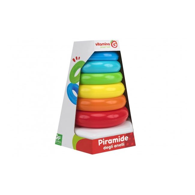 Jucarie bebe Piramida Turn cu 6 inele Globo Vitamina G multicolore SOLGL41098