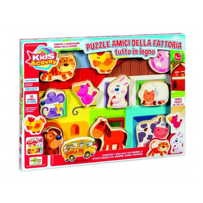 Puzzle lemn RS Toys cu animale domestice in relief SOLRS11167