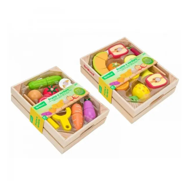 Set fructe sau legume din lemn cu velcro Globo SOLGL40877
