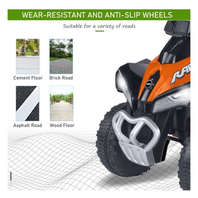 ATV Quad de teren electric pentru copii Globo acumulator 6V portocaliu cu verde SOLGL41341
