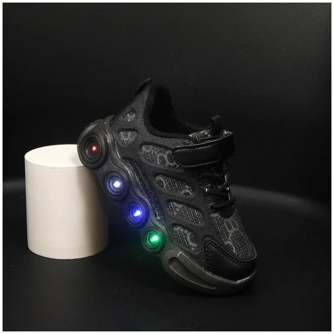 Adidasi negri cu luminite - super style adg-58-3-1