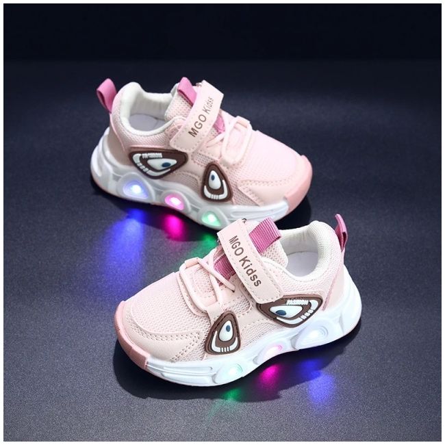 Adidasi roz cu luminite panda new style adt-19-1