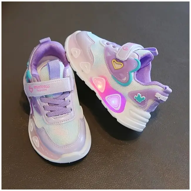 Adidasi sidefati cu luminite - purple hearts adtui11