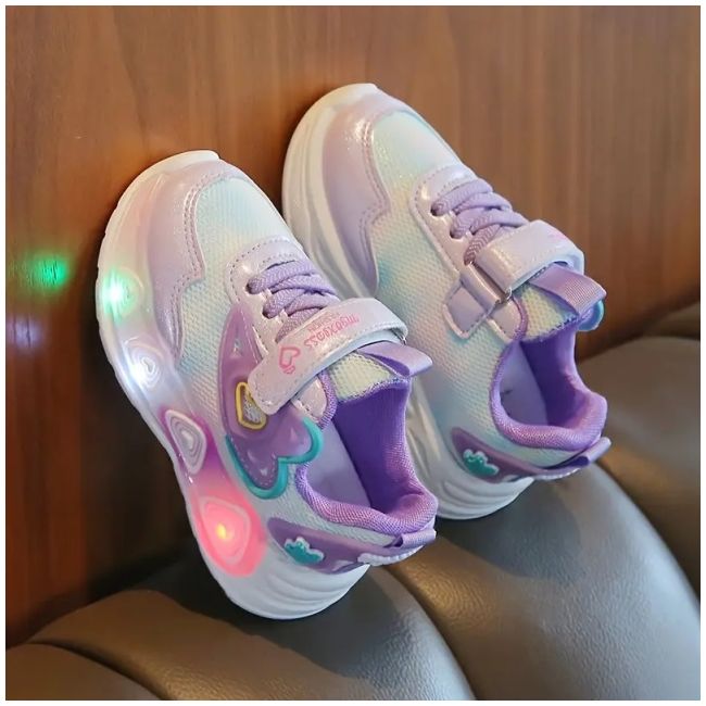 Adidasi sidefati cu luminite - purple hearts adtui11