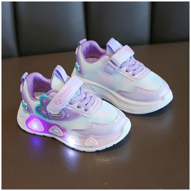 Adidasi sidefati cu luminite - purple hearts adtui11