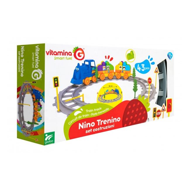 Trenulet bebelusi din plastic 43 piese cu 2 vagoane multicolore din cuburi SOLGL41184
