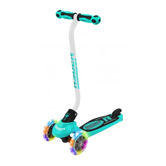 Trotineta pentru copii cu 3 roti Saica Ryder Neo Led cu roti din silicon albastru cu negru SOLSA3400L