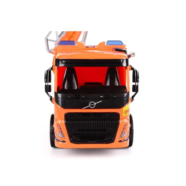 Jucarie pentru copii, Camion Pompieri WORXX Kipper Volvo FMX, Lena, din plastic, 49 cm lungime, cu scara functionala si furtun stropitor, rezervor 250 ml apa