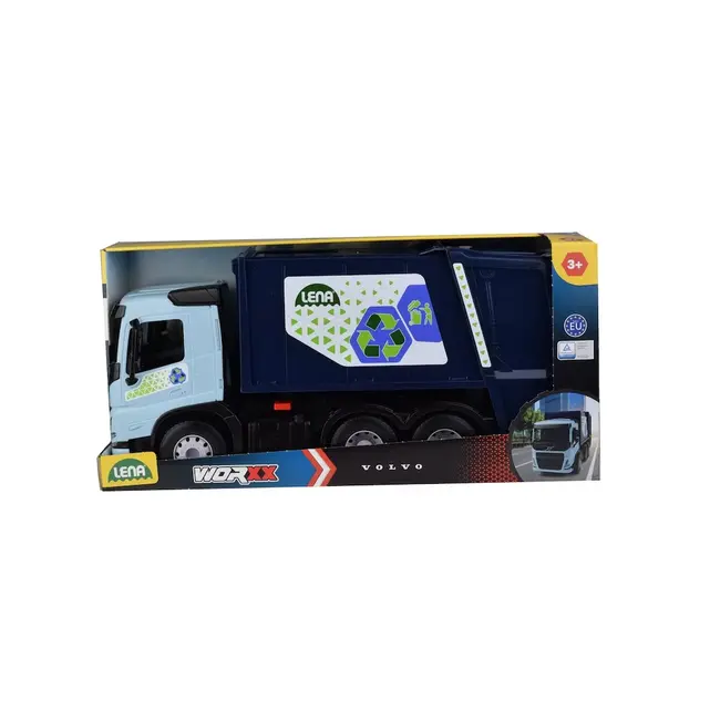 Jucarie pentru copii, Camion gunoi WORXX Kipper Volvo FMX, Lena, din plastic, 54 cm lungime, bena functionala