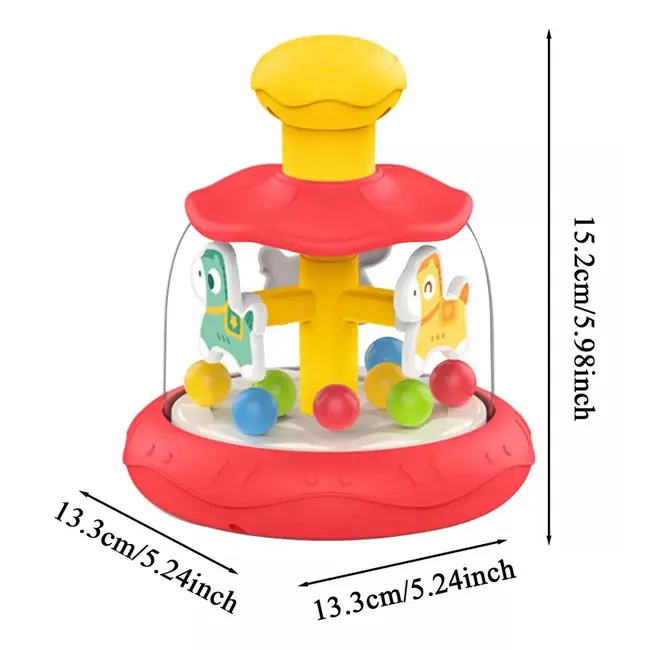 Jucarie bebe interactiva si educativa, rotativa, spinner carusel cu caluti si bile multicolore, varsta recomandata +6 luni