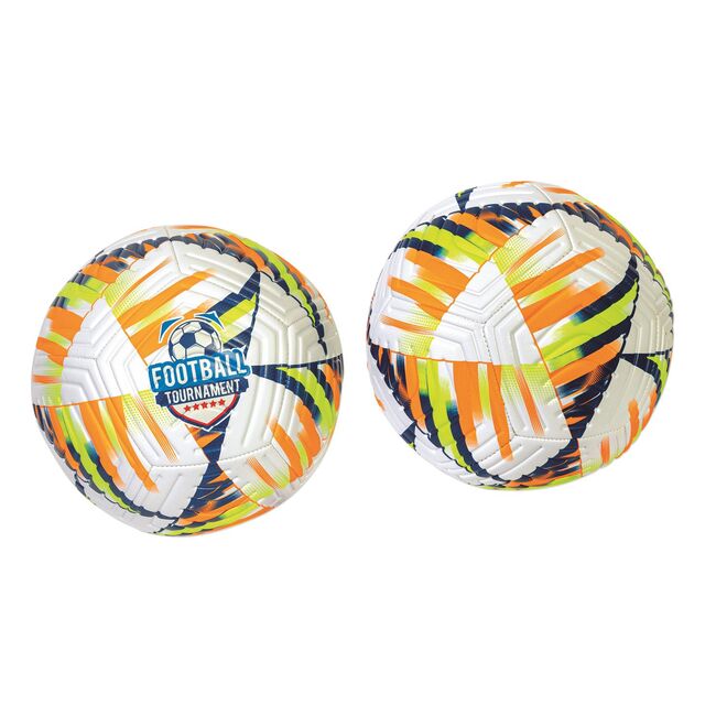 Minge fotbal material PVC piele ecologica, diametru 23 cm, marime normala de joc, pentru teren fotbal de iarba sau sintetic, model Tournament