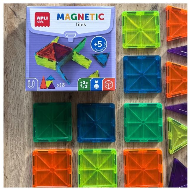 Blocuri magnetice pentru copii, Apli Kids, Plastic, Multicolor
