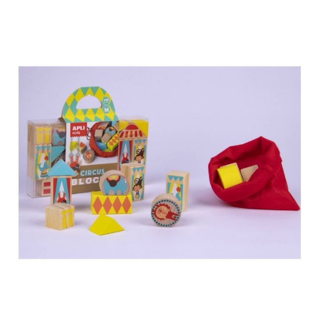 Cuburi lemn APLI - Circus, 16 piese