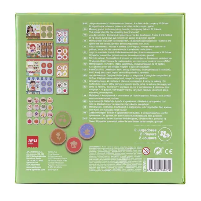 Joc de memorie Lotto Shopping, Apli Kids, Lemn, 22 x 22 x 5.4 cm, Multicolor