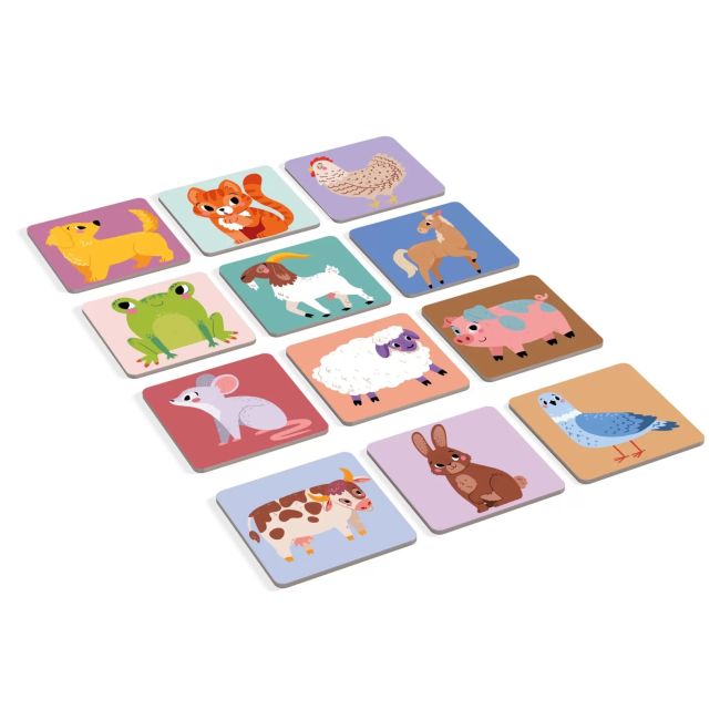 Joc educational pentru copii, Animale Memo, KuKiKuk Efko, 24 perechi, 12 piese mari, carton gros, animatii colorate haioase, varsta 2-6 ani