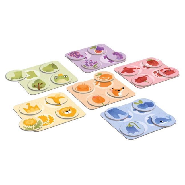 Joc educational pentru copii, Loto culori, obiecte si animale, KuKiKuk Efko, 6 planse culori diferite, 24 jetoane, carton gros, animatii colorate haioase, varsta 2-5 ani