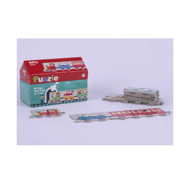 Puzzle APLI - set tren in cutie depozitare tip casuta, 20 piese