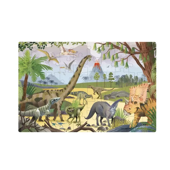 Puzzle care straluceste in intuneric, APLI Kids, 60 de piese, Dinozauri