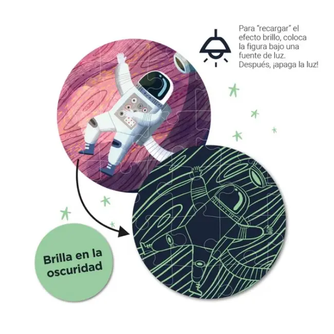 Puzzle care straluceste in intuneric, Sistem solar, Apli Kids, 64.5 x 41.5 cm, 104 piese