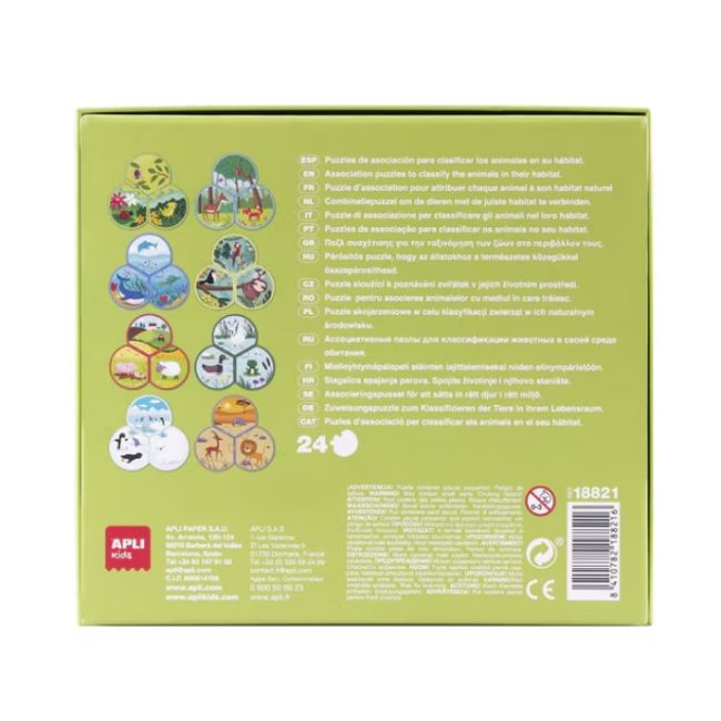 Puzzle din 3 piese Animalele si mediul lor, Apli Kids, 24 piese