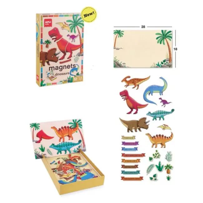 Puzzle magnetic Dinozauri, Apli Kids, 21 x 5.5 x 31 cm, 52 piese