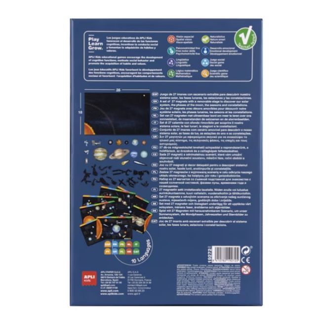 Puzzle magnetic Sistemul solar, Apli Kids, 28 x 18 cm, 27 piese