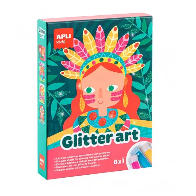 Joc Glitter Art, Apli, 4 modele, 8 cutii sclipici