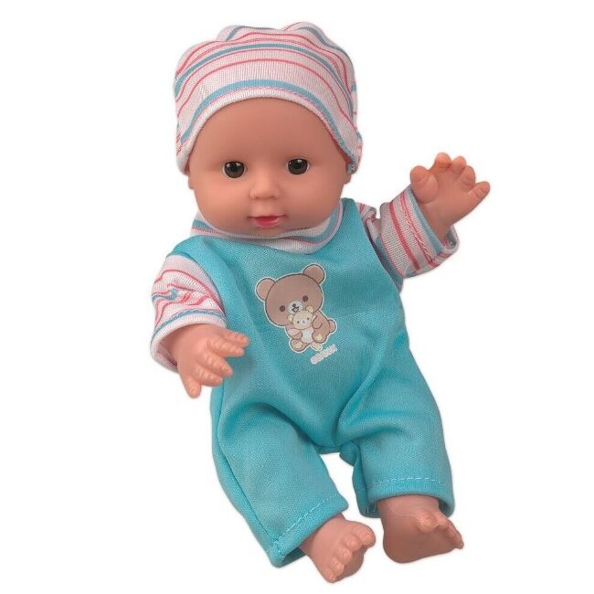 Set 2 papusi bebelusi frati, baietel si fetita, cu patut balansoar, 20 cm inaltime