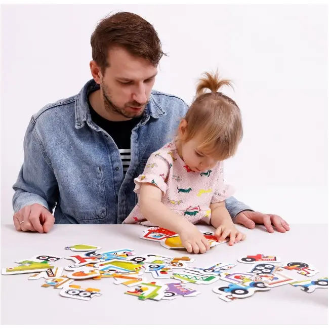 Joc tip puzzle pentru copii si bebelusi, Banana Panda, Progressive Puzzles Construction Vehicles, 9 vehicule santier formate din 2-6 piese SOLBP49205