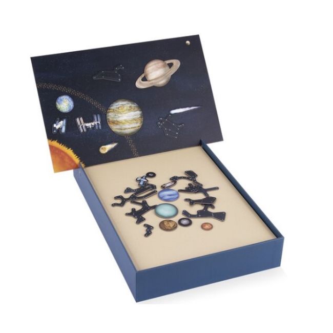Puzzle magnetic Sistemul solar, Apli Kids, 28 x 18 cm, 27 piese