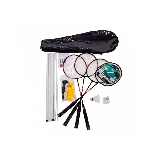 Set de joaca badminton pentru exterior, Van Der Meulen SportX, pentru adultii si copii, cu fileu demontabil facil 155 cm inaltime si 600 cm latime SOLVDM2004245