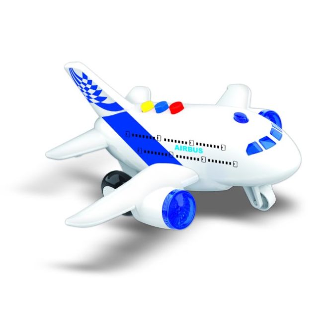 Avion cu frictiune, sunete si lumini RS Toys 17 cm, pentru copii, cu baterii SOLRS11241