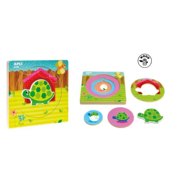 Puzzle din lemn APLI - testoasa in straturi, 5 piese