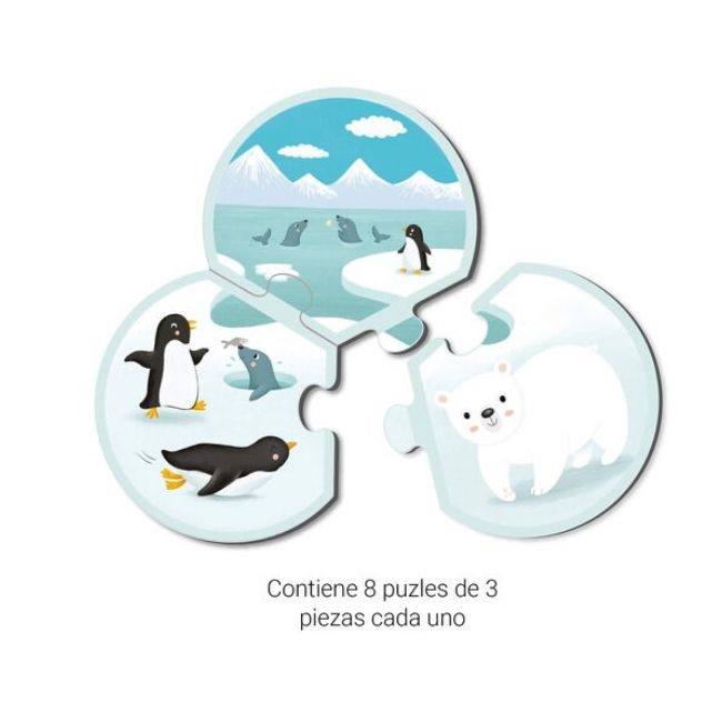 Puzzle din 3 piese Animalele si mediul lor, Apli Kids, 24 piese