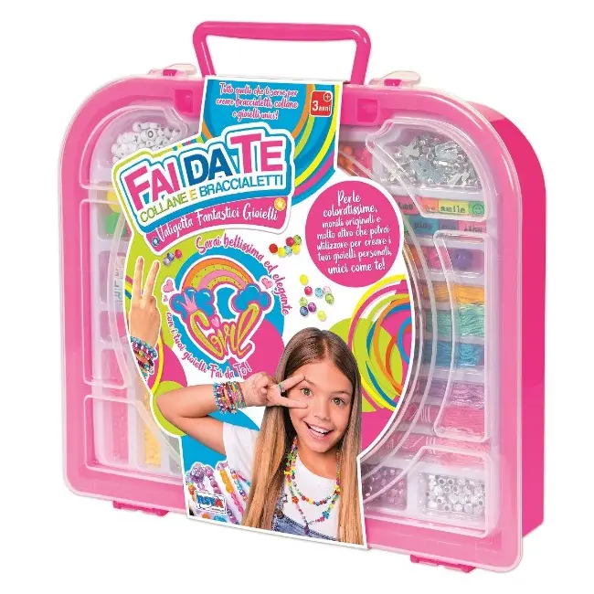 Joc frumusete si bijuterii copii, Valiza cu margele colorate si accesorii pentru bratari si coliere RS Toys SOLRS11453